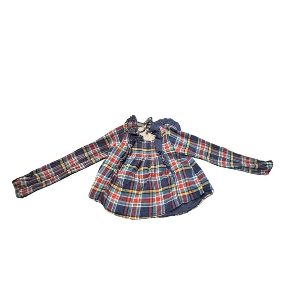 Adorable EUC We the Free People Siena flannel long sleeve ruffle top XS - Picture 4 of 8